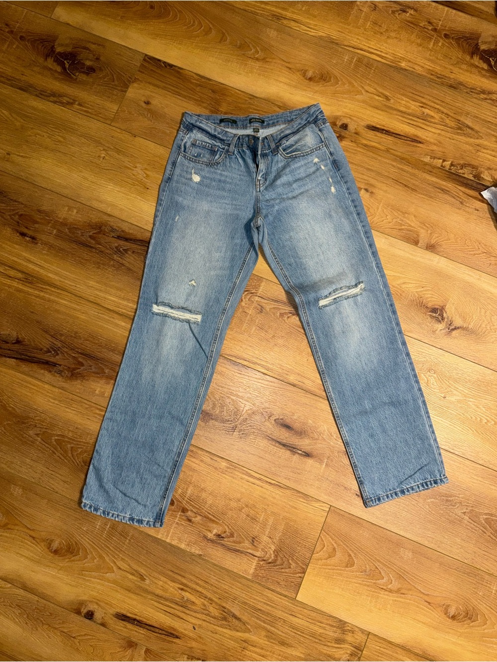 wild fable Washed Blue Straight Leg Ripped Jeans